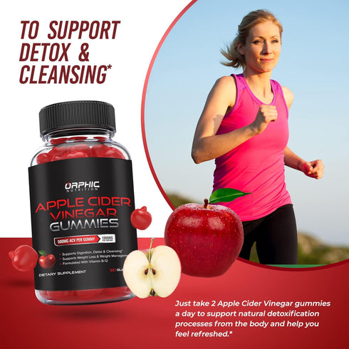 Apple Cider Vinegar Gummies - 1000mg - Formulated to Support Normal Energy Levels & Gut Health - Supports Digestion, Detox & Cleansing - ACV Gummi...