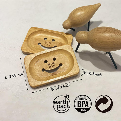 mimosu Bamboo Soap Dish with Drain - Wooden Holder for Shampoo Bars, Eco-Friendly Bathroom Tray, Zero Waste...