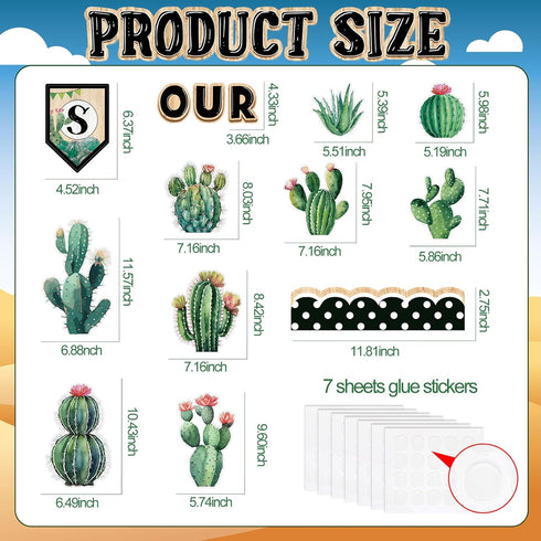 Qilery 64 Pcs Cactus Bulletin Board Set Greenery Classroom Bulletin Board Decoration Stay Sharp Our Class is on Point Cactus Bulletin Board Cutout...