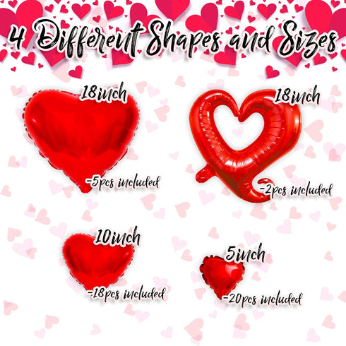 Anniversary Birthday Or Valentines Day Balloons Kit | Cupid + Red Hearts + LOVE Letter Mylar Foil Decorations Set...