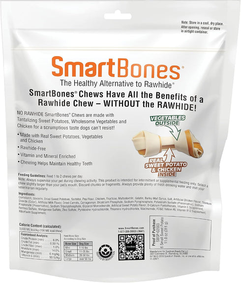 SmartBones Sweet Potato Dog Chews, Rawhide-Free Dog Chews Made With Real Meat and Vegetables, 6 Small...