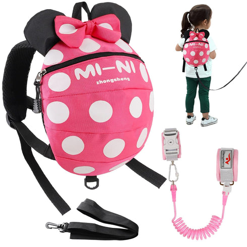 4 in 1 Toddler Harness Leash + Baby Anti Lost Wrist Link, Cute Child Safety Harness Tether, Child Walking Harness Wristband Assistant Strap Belt f...