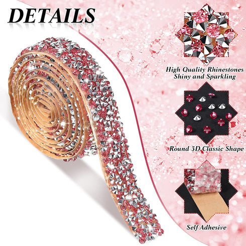 Xinnun 5 Rolls Crystal Shiny Rhinestone Ribbon Self-Adhesive Rhinestone Strips Ribbon Resin Diamond Bling for Art Craft DIY Party(Basic Style,Mixe...