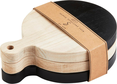 Mud Pie Circle Paulownia Board Set 8 1/4" x 6 1/4" dia...