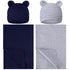2 Sets Newborn Infant Swaddle Hat Infant Bear Ear Beanie Baby Receiving Blankets Newborn Swaddle Wrap Hospital Receiving Blankets for 0-6 Mouths U...