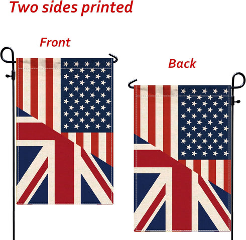 British USA Friendship Garden Flag,12x18 in Heavy Duty Great Britain UK America US Outdoor Banner for Patio Yard with Double Side...
