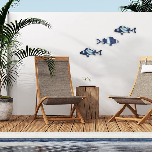 Americanflat Three Metal Fish Wall Décor Set - 3x9.5 Fish as Outdoor Metal Wall Art Decorations - Modern Style Wall Hanging Décor for Patio, Garde...