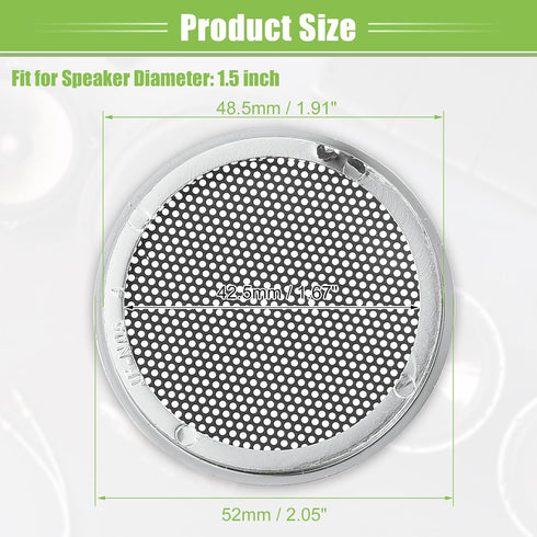 ACROPIX Universal 1.5" Car Speaker Grills Cover Mesh Round 1.5 Inch Audio Speaker Subwoofer Guard Protector Case Iron Silver Tone - Pack of 4......