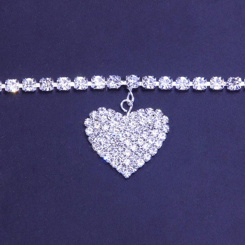 Rhinestone Chain Heart Anklet Bracelet,Crystal Heart Pendant Anklets,Summer Foot Chain Bracelet,Bikini Rhinestone Leg Bracelet Jewelry...