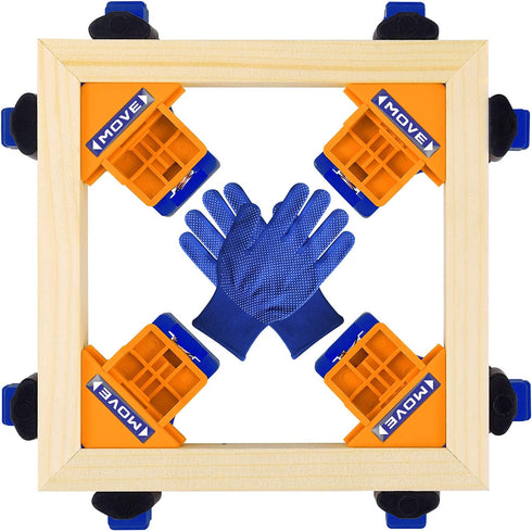 Corner Clamps for Woodworking,90 Degree Right Angle Clamps Set of 4,Woodworking Tools with Work Gloves,Adjustable Spring Loaded Square Clamp for C...