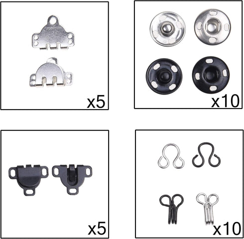 Kare & Kind 50 Pairs Sewing Hook and Eye, Sew-On Snaps - Sewing Closure Fastener Clasps Repair - Bra, Skirts, Pants, Dress, Trousers - DIY, Crafti...