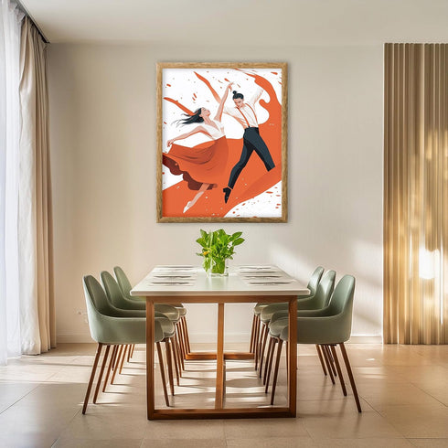 Posterizer 1 pcs-minimalist illustration features two characters mid-dance 2-Sports & Hobby Art-Abstract & Modern Art-Gift for Art Lovers- unframe...