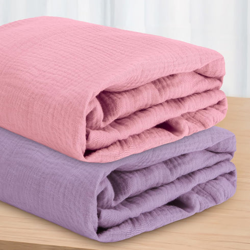Pro Goleem Muslin Changing Pad Cover for Girls, Soft Breathable Fitted Cotton Diaper Changing Table Pad Sheets, 2 Pack (Pink?Purple)...