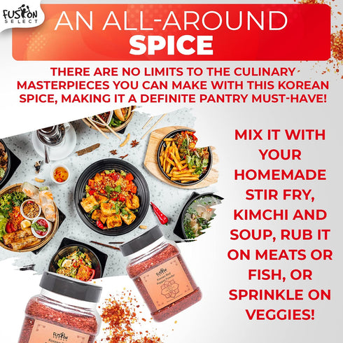 Fusion Select Korean Premium Non-GMO Gluten Free Red Chili Pepper Flakes Powder, Crushed Red Pepper Premium Gochugaru For Kimchi Seasoning, Chicke...