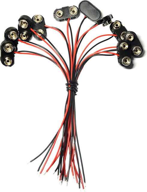 10 Pcs I TYPE 9 Volt Battery Clip And 10 Pcs T Type 9 Volt Battery Connector With Wires Leads...