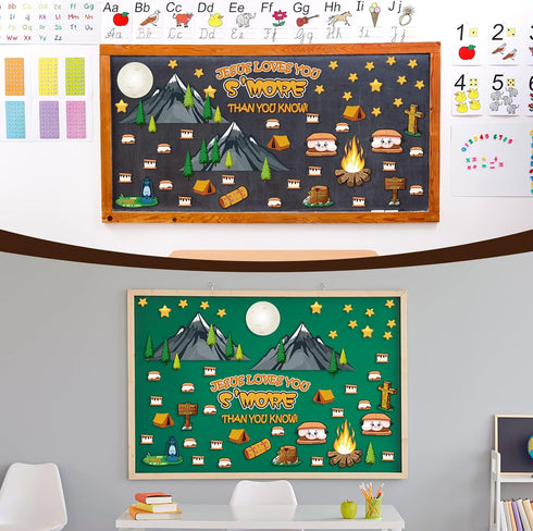 Outus 105 Pieces Jesus Loves You S'More Bulletin Board Set Sunday Decorative School Decorations Religious Bulletin Board for Wall Classroom School...