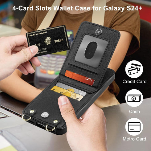 Vofolen for Samsung Galaxy S24 Plus Wallet Case with Card Holder Crossbody Lanyard Strap Leather Case with Magnetic Clasp Kickstand for Women Prot...