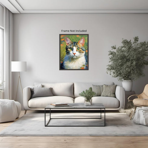Posterizer 1 pcs- Beautiful white cat in nature-Art for Animal Lovers-Floral Botanical Art- Gift for Men Women Entrepreneur Teens-Decor for Home &...