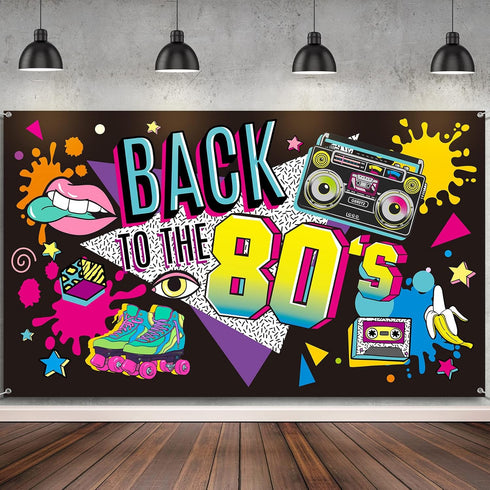 Irenare Back to The 80's Party Banner Backdrop Decorations Supplies for Photography Background, 73 x 43 x 0.04 Inch...