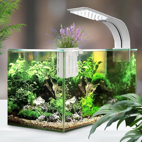 6PCS Upgraded Aquarium Plant Holder, 5.1x3.1x2.1 Inch White Hanging Aquatic Plant Pot with 36 Hooks and 12 Suction Cups, Fish Tank Plant Holder fo...