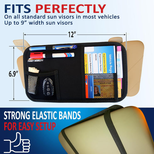 Car Sun Visor Organizer - Auto Accessories Document Holder - Car, Truck, SUV Registration & Insurance Storage Pouch - Road Trip Essentials Gift fo...