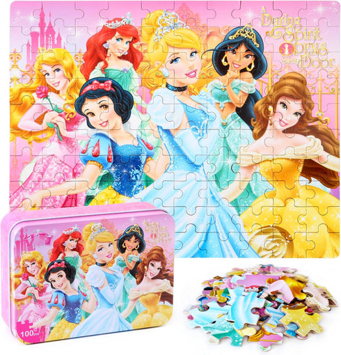 Puzzles for Kids Ages 4-8 100 Pieces Jigsaw Puzzles for Boys and Girls Educational Learning Puzzles in Metal Box....