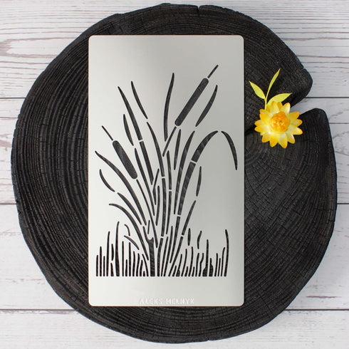 Aleks Melnyk No.279 Metal Stencil, Patterns, Bush Reeds, Small Stencil, 1 PC, Template for Wood Burning, Engraving, Crafting, Scrapbook, Art, Orna...