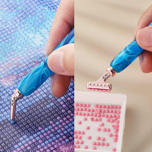 Heyseri 16 Pieces Diamond Painting Pen Accessories, 45° Ergonomic 6 Pieces Stainless Steel Tips Handmade Diamond Art Drill Pen for Art Craft(Drak ...