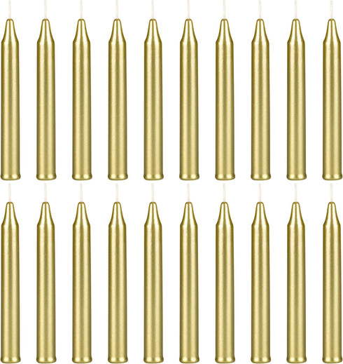 Mega Candles 20 pcs Unscented Gold Exquisite Mini Taper Spell Candles, 4 Inch Tall x 1/2 Inch Diameter, Magic Chimes, Enchantment, Casting Rituals...