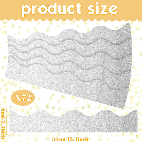 72 Pack 80.3 ft Christmas Glitter Bulletin Board Borders Shine Scalloped Bulletin Board Trim Winter Holiday Decorations for School Classroom Offic...