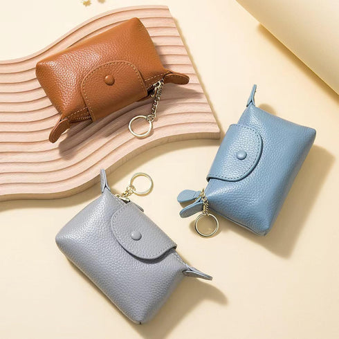 Women's Leather Coin Purse with KeyChain, Small Leather Pouch with Zipper for Women Fashionable Wallet Leather Classic Money Bag(Black), US-Bag-02...