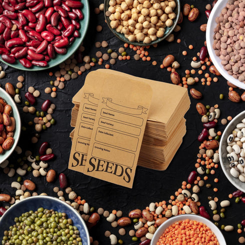 200pcs Seed Envelopes, Reusable Self Sealing Seed Storage Paper Bag Printed with Types Name Template Small Seed Packets for Seeds Saving & Collect...