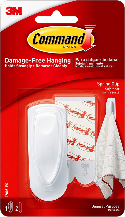 Command Spring Clip, 1 clip, 2 medium strips...