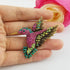 SELOVO Antique Gold Tone Bird Hummingbird Multi Color Austrian Crystal Pin Brooch...