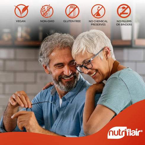 NutriFlair Vitamins D3 (5000iu/125mcg) + K2 (as Mk7) - Made with Plant-Based Ingredients Plus BioPerine Black Pepper Extract, 90 Capsules - Suppor...