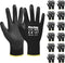 DULFINE Ultra-Thin PU Coated Work Gloves-12 Pairs,Excellent Grip,Nylon Shell Black Polyurethane Coated Safety Work Gloves, Knit Wrist Cuff,Ideal f...