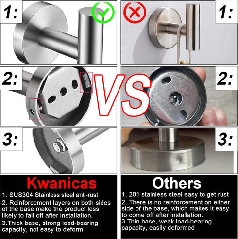 Brushed Nickel Toilet Paper Holder and Hand Towel Ring Set 2 Pieces Bathroom Hardware Accessories Set SUS 304 Stainless Steel Heavy Duty Wall Moun...