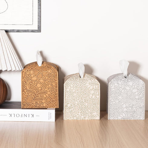 Tissue Box Cover PU Leather Square Tissue Holder Facial Paper Organizer Dispenser for Bathroom Vanity Countertop, Dresser, Tabletop, Office, Car, ...