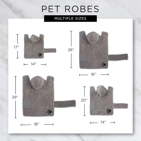 Bone Dry Pet Robe Collection, Embroidered Absorbent Microfiber Bath Robe with Adjustable Closure, for Dogs & Cats, Small, Stonewash Blue...