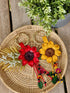 Leather Flower Keychain Purse Tassels Charms Women Handbags Designer Bag Accessories Keyring Decor Yellow Flower 7" Long...