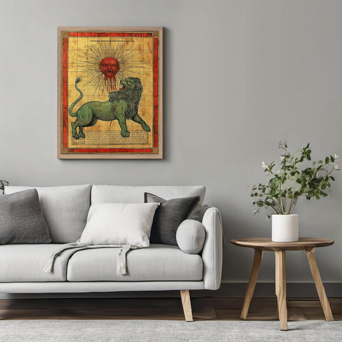 Posterizer 1 pcs-alchemical depiction with a green lion-vintage inspired 4-Vintage Art-Fantasy & Fiction Art- Gift for Men Women Entrepreneur Teen...