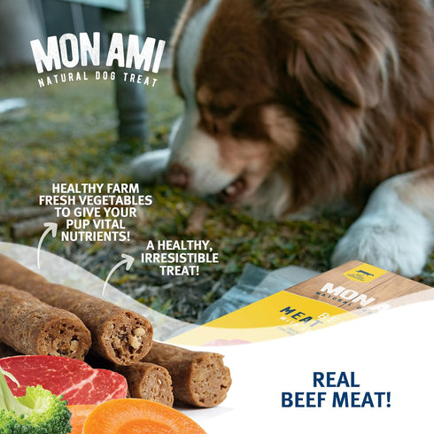 Mon Ami Beef Meat Sticks for Dogs with Farm Fresh Vegetables (11 Oz) – Human Grade Dog Treats with Superfoods - Training Treats for Dogs - Healthy...