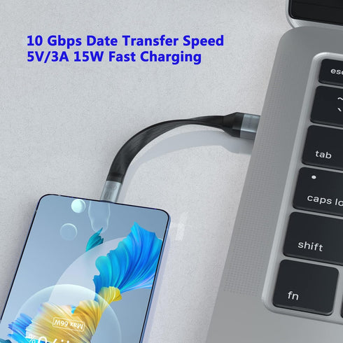 USB C Android Auto Cable,10Gbps 3A Fast Charging USB to USB C Cable,5“ Short USB 3.1 Gen 2 Cable Compatible with Quest Link, SSD, Power Bank, Char...