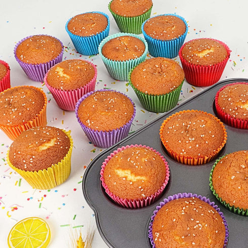 Gifbera Bright Rainbow Jumbo Cupcake Liners Large Solid Colorful Paper Baking Cups 200-Count...