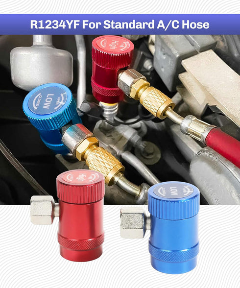 Set of 2 R1234yf Adapter,High/Low Side R1234yf Manual Couplers Connector Adapters,Car Accessories Adjustable AC R1234YF Adapters Kit for Air Condi...
