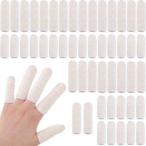 50 Pieces Cotton Finger Cots Finger Toe SleevesThumb Protector Fingertips Protective Cushion, Moisture Wicking (5 cm/ 2 Inch, 7.6 cm/ 3 Inch)...