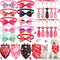 24 Pcs Valentine's Day Dog Bow Set includes 10 Pcs 4th of July Dog Bow Ties and 10 Pcs Dog Neckties, 4 Dog Bandana with Adjustable Pet Grooming Ac...