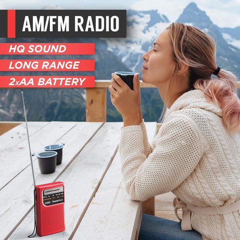 PowerBear Portable Radio | AM/FM, 2AA Battery Operated with Long Range Reception for Indoor, Outdoor & Emergency Use | Radio with Speaker & Headph...