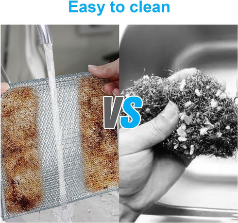 Niveaya 10 Pcs Multipurpose Dishwashing Rag for Wet and Dry Dish, 2024 New Dishwashing Net Mesh Cloth, Metal Cleaning Cloth for Kitchen Washing Di...