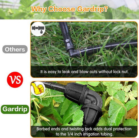 Upgraded 1/4" Drip Irrigation Elbow Fittings?24 Pieces Leak Free Lock Barbed 90 Degree Elbow Connectors for1/4 Inch Irrigation Tubing Quick Connec...